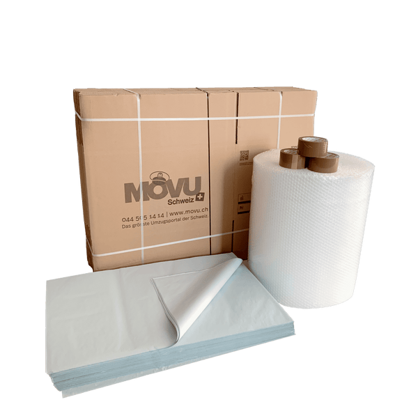 Kit de déménagement (Cartons de déménagement, Papier d'emballage, Papier bulle & Ruban adhésif)